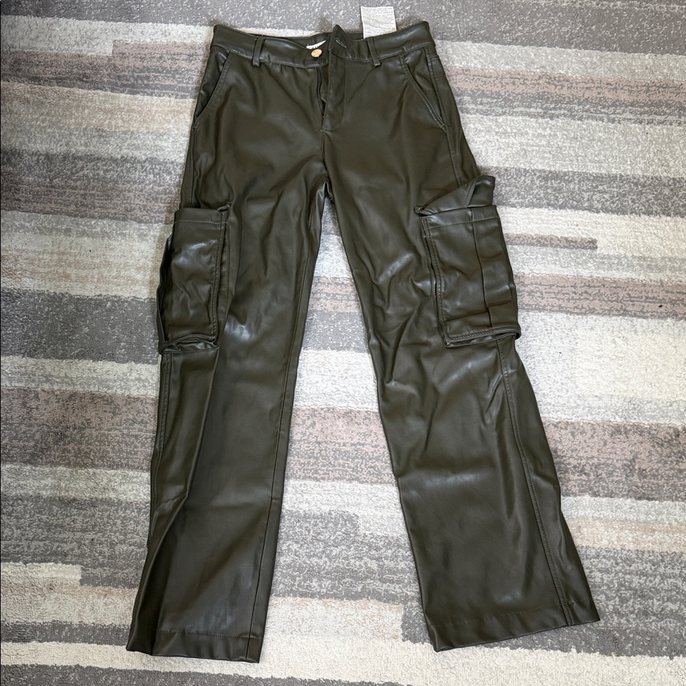 Olive Green Leather Pants